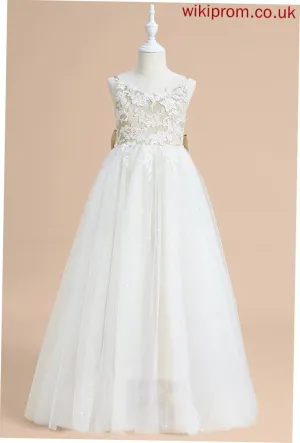 - Lace/Bow(s) Sleeveless Rosalind Dress Satin/Tulle Girl Floor-length With Ball-Gown/Princess V-neck Flower Flower Girl Dresses