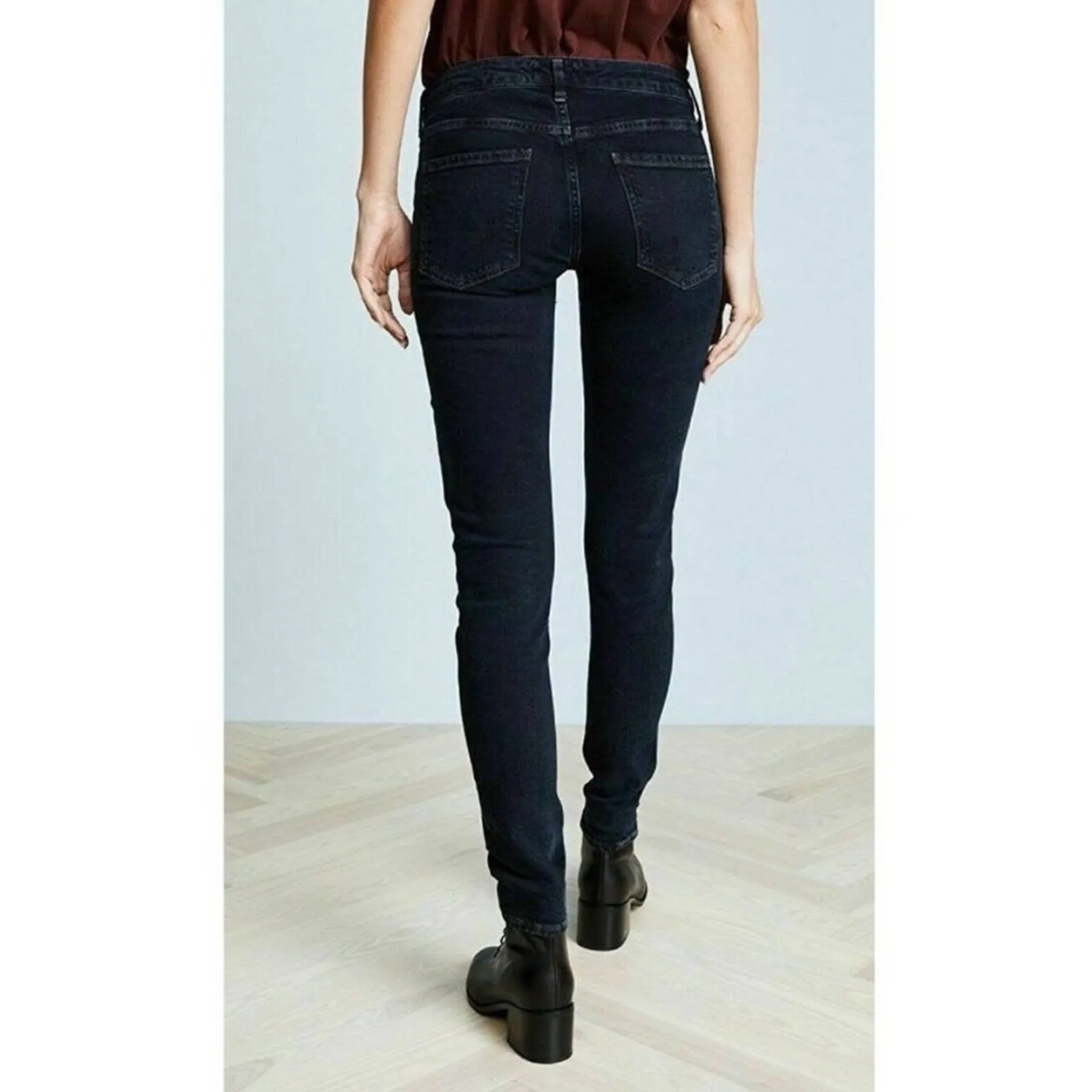 Agolde Lara Skinny Distressed Dark Wash Low Rise Jeans (29)