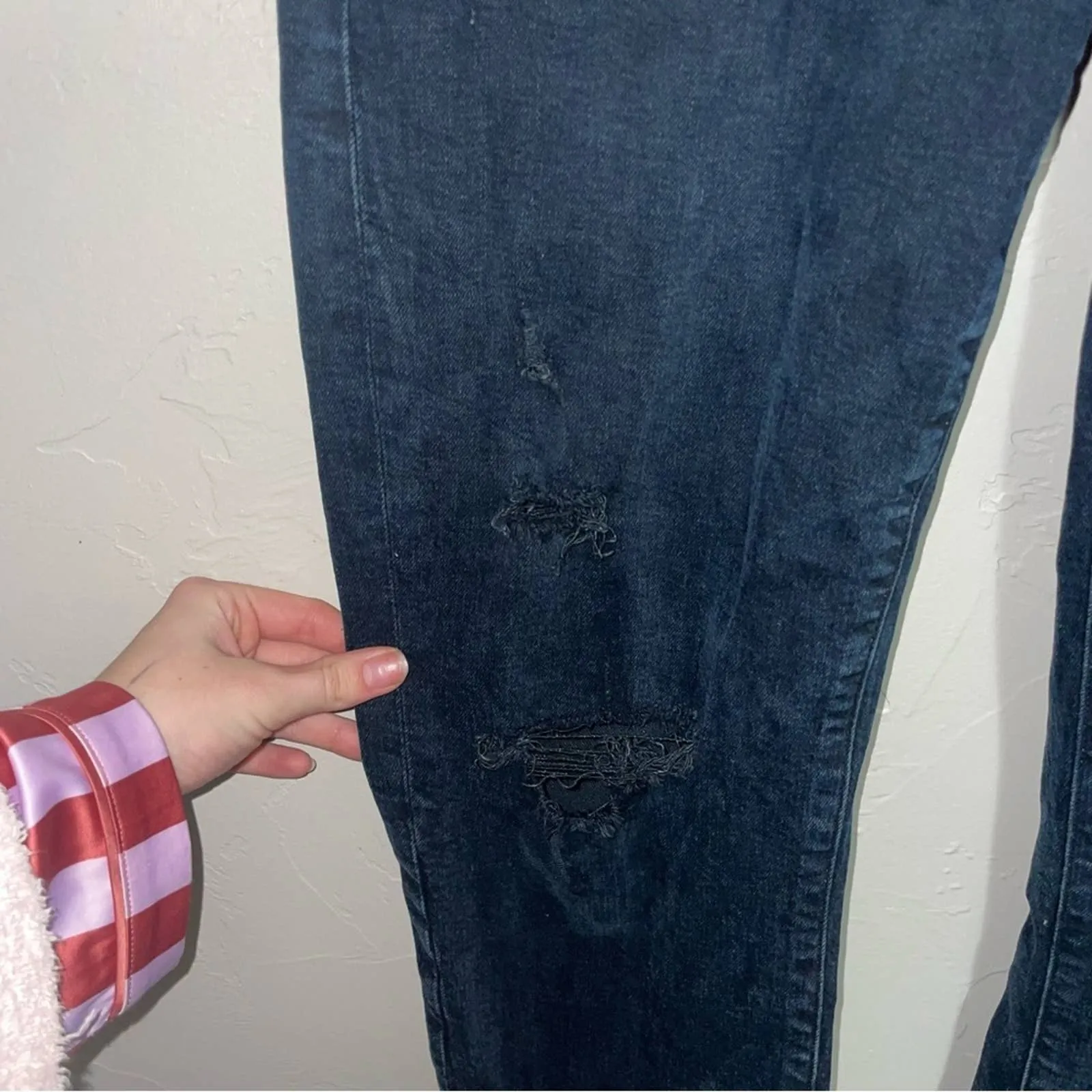 Agolde Lara Skinny Distressed Dark Wash Low Rise Jeans (29)