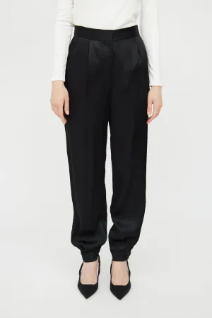 Black Satin Pleated Trouser