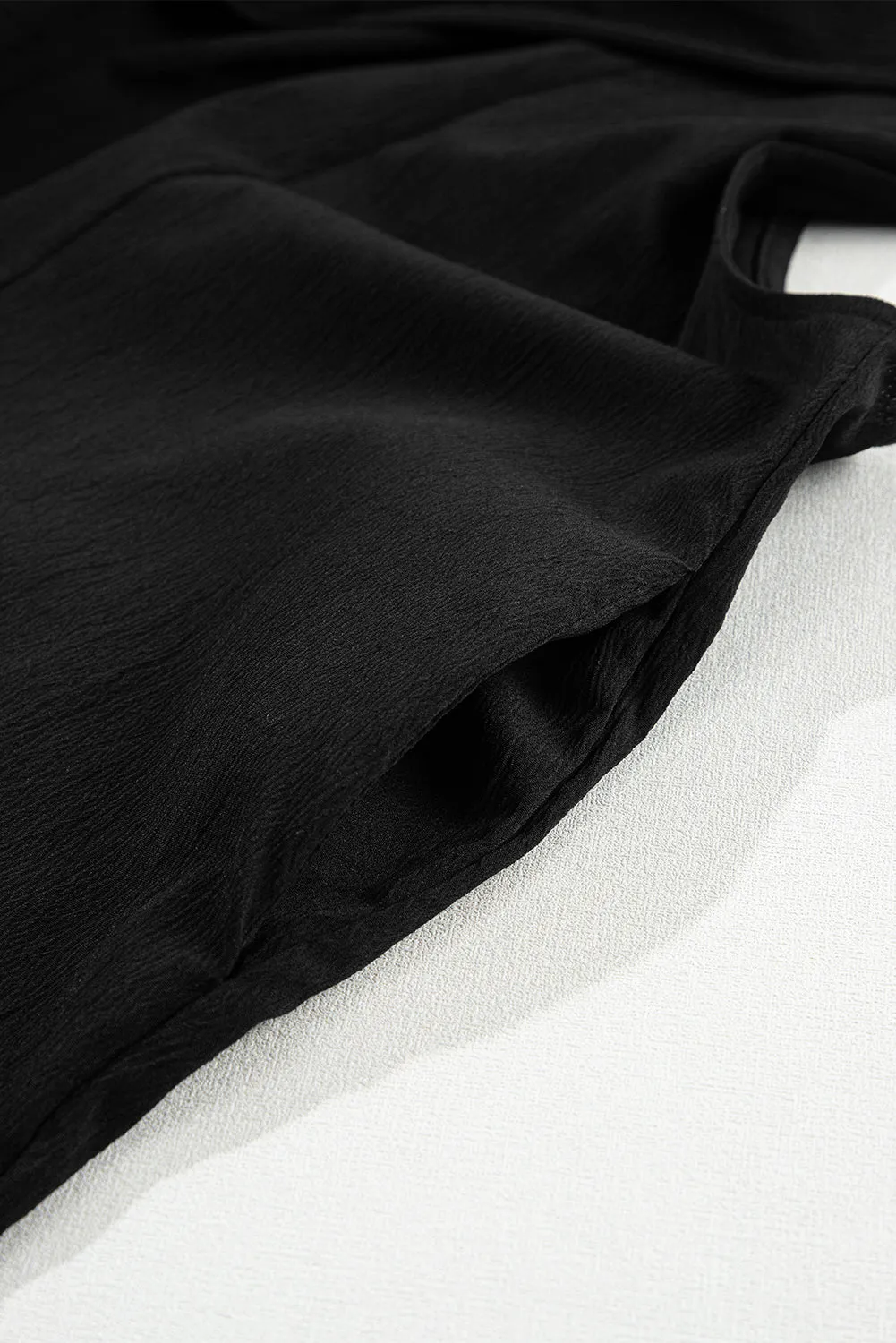 Black/White Linen Cotton Blend Wide Leg Jumpsuit