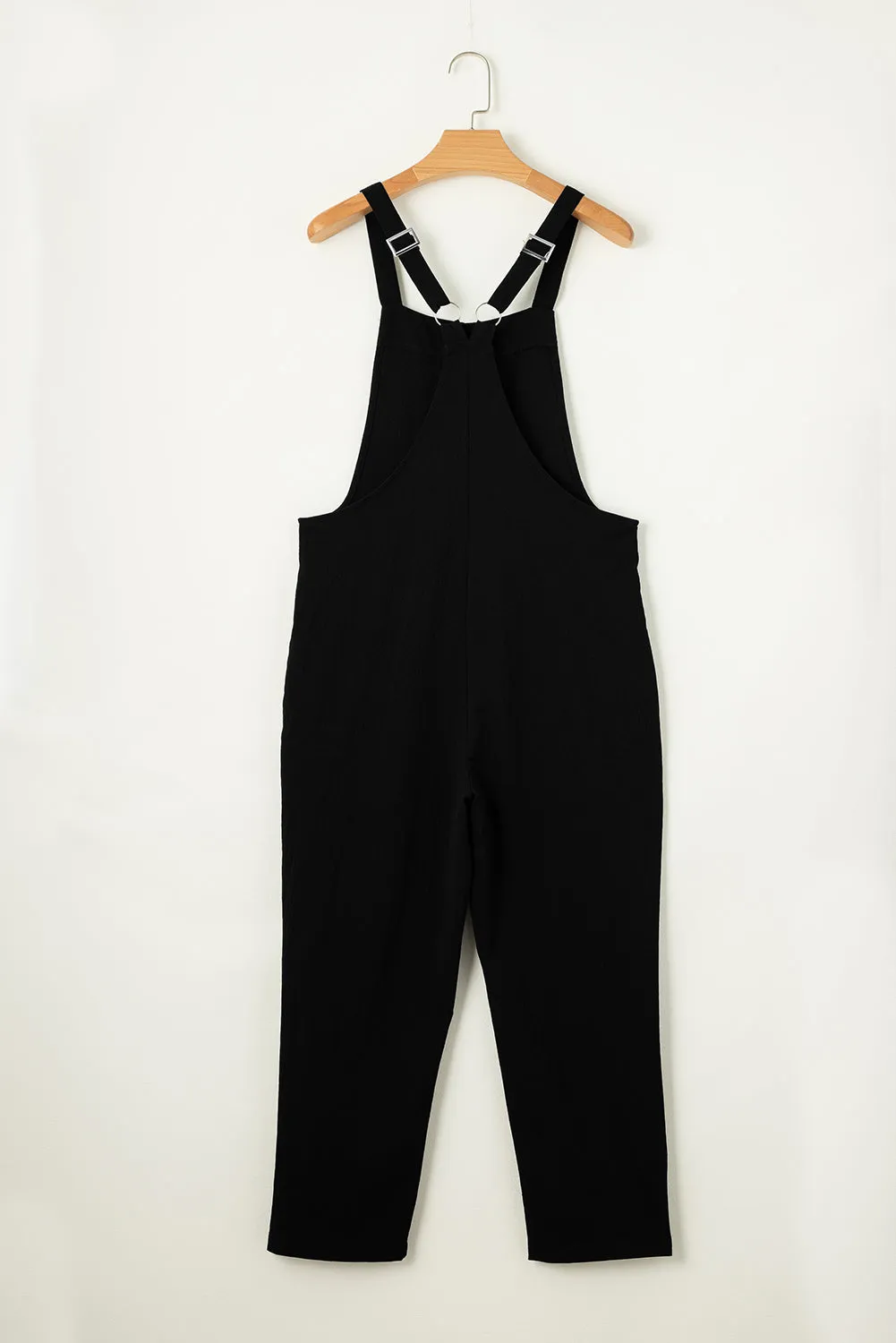 Black/White Linen Cotton Blend Wide Leg Jumpsuit