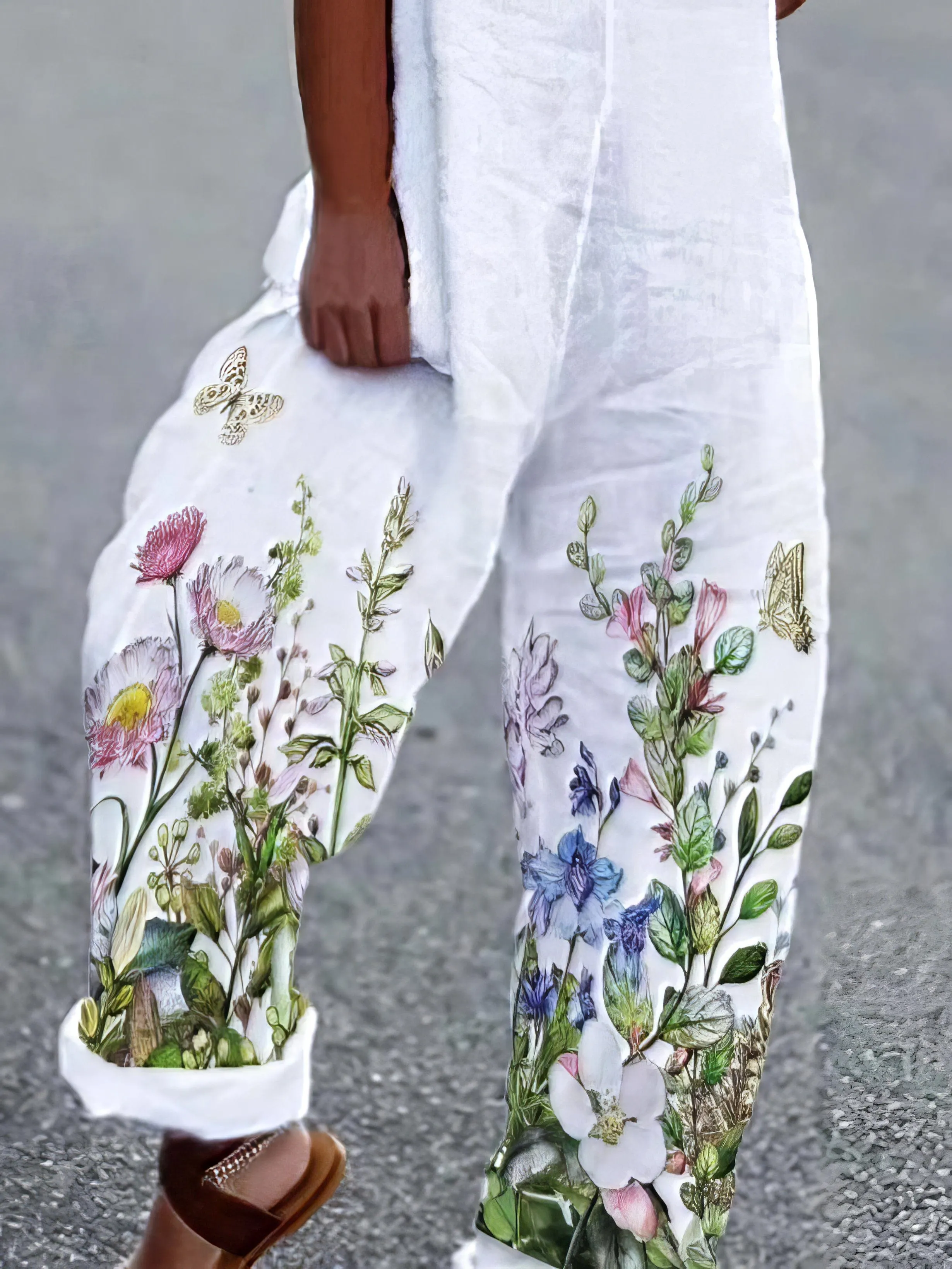 Black/White Linen Cotton Blend Wide Leg Jumpsuit