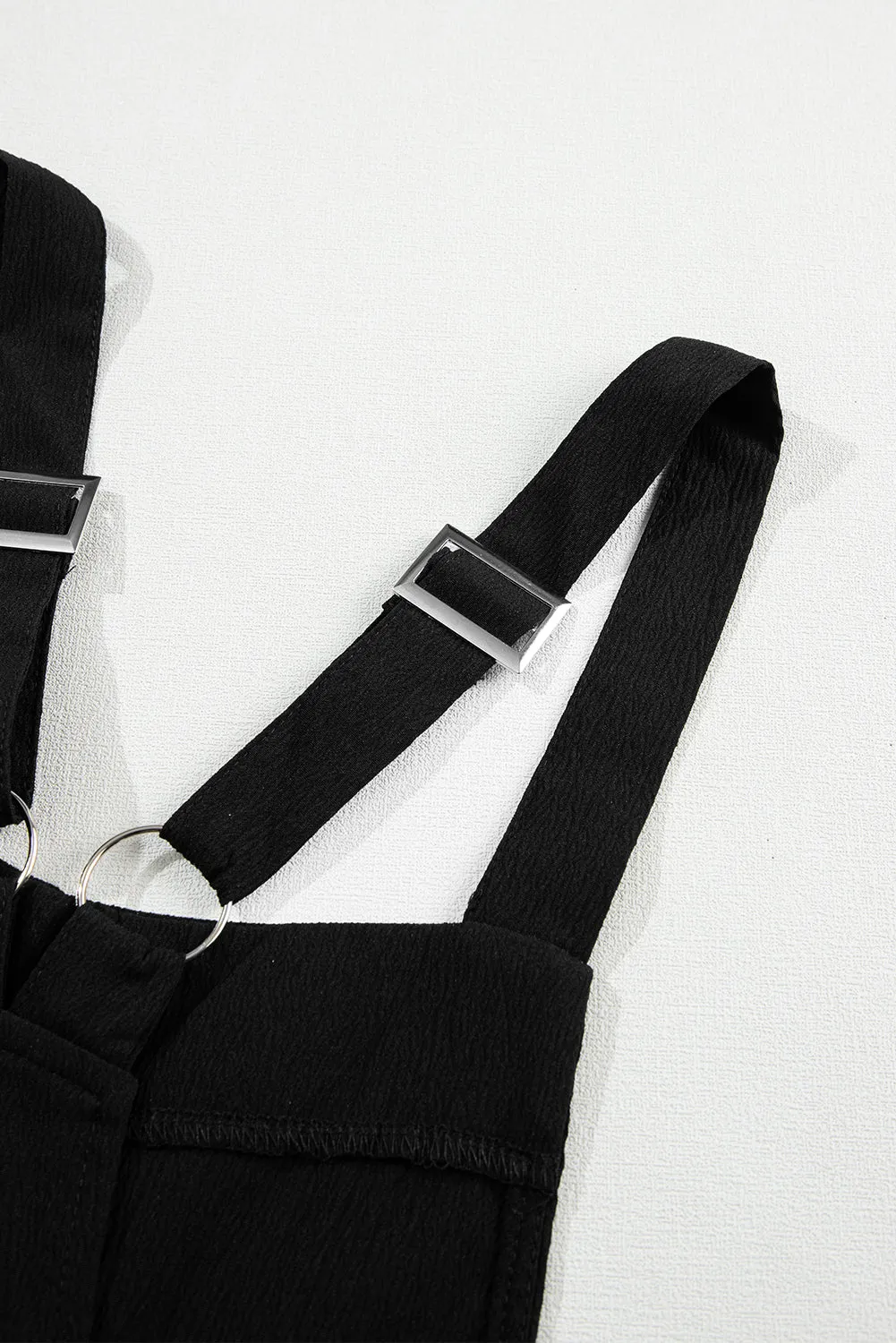 Black/White Linen Cotton Blend Wide Leg Jumpsuit
