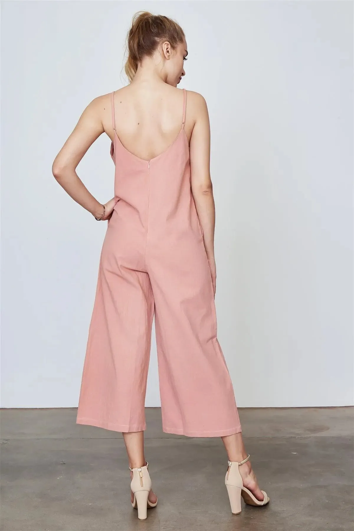 Boho Dust Coral Sleeveless Wide Leg Loose Jumpsuit /3-2-1