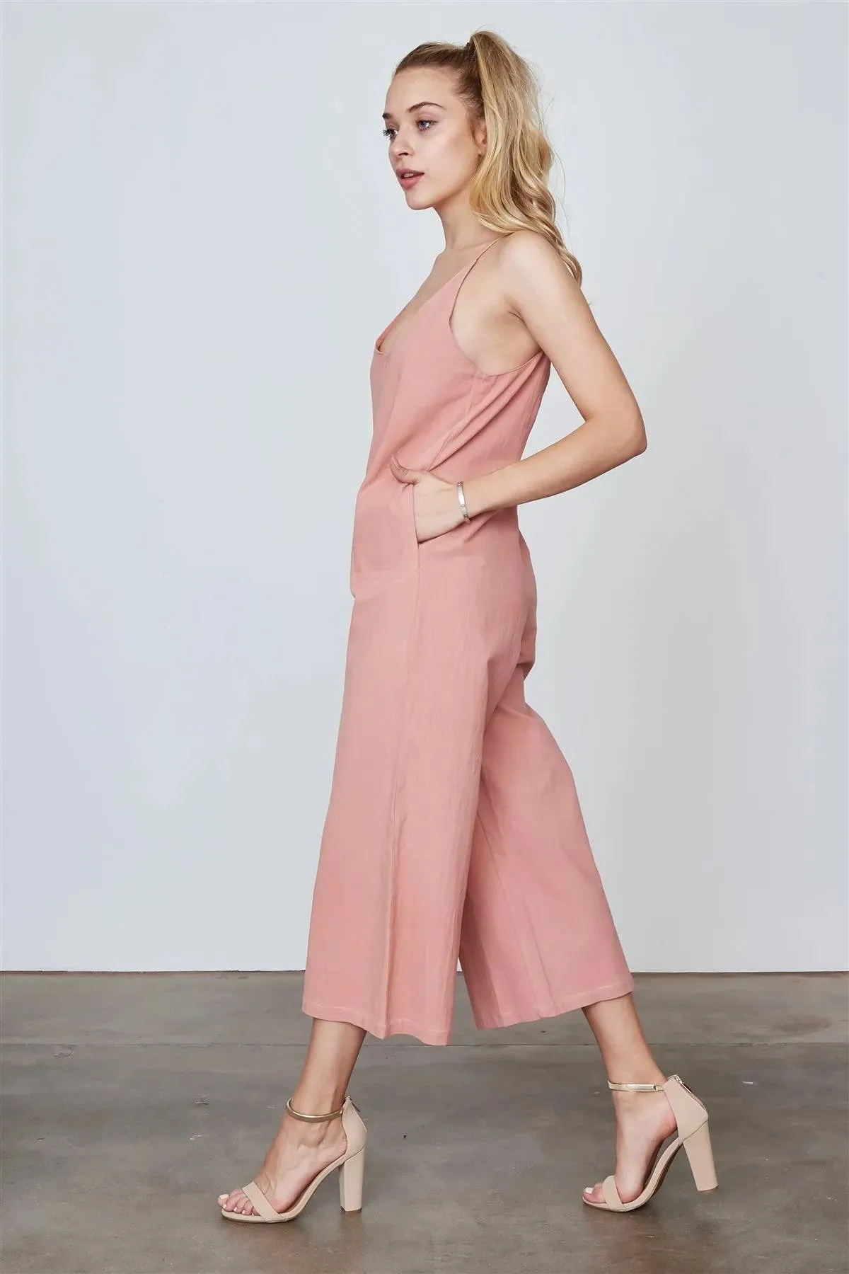 Boho Dust Coral Sleeveless Wide Leg Loose Jumpsuit /3-2-1