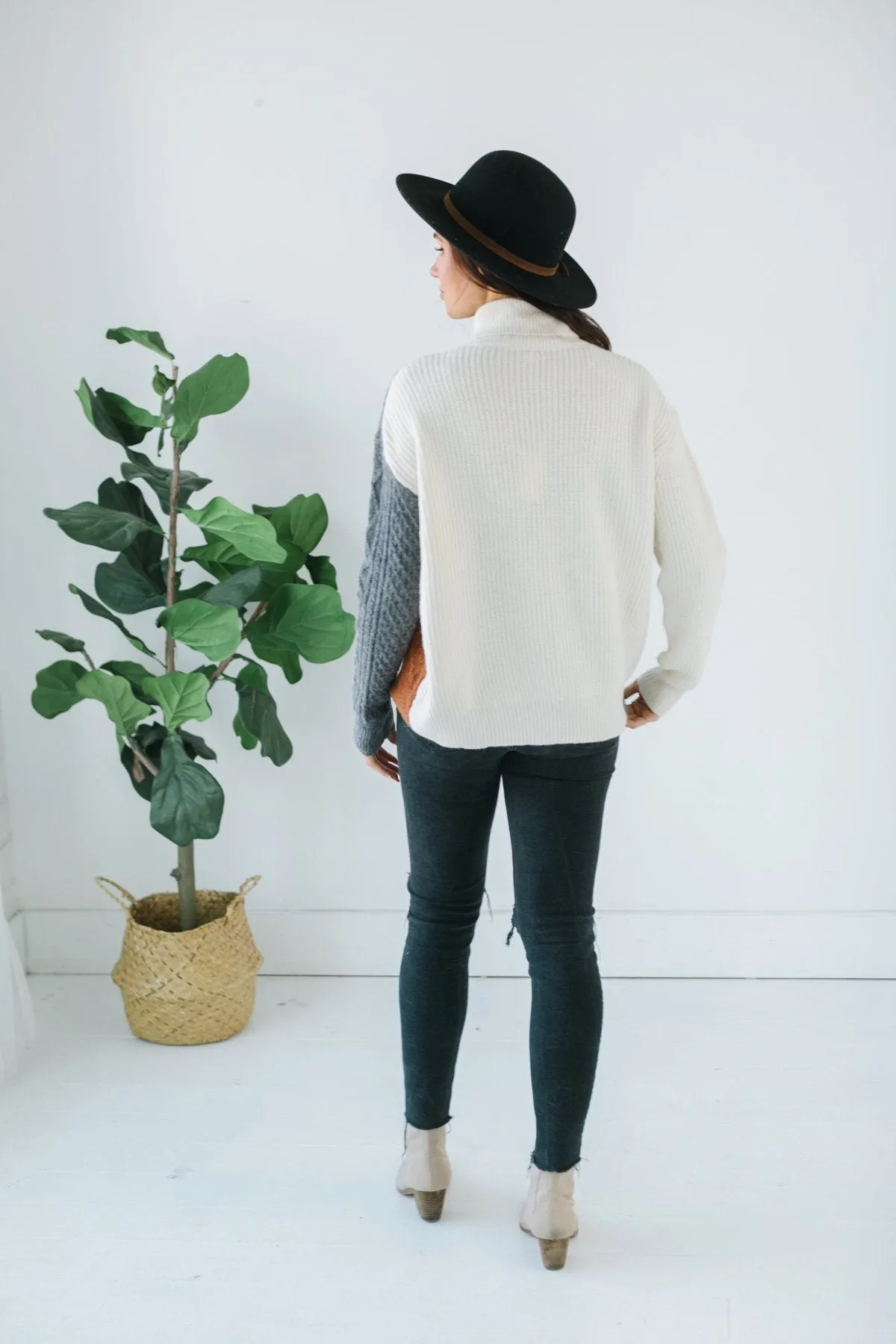 Cable Knit Colorblock Sweater