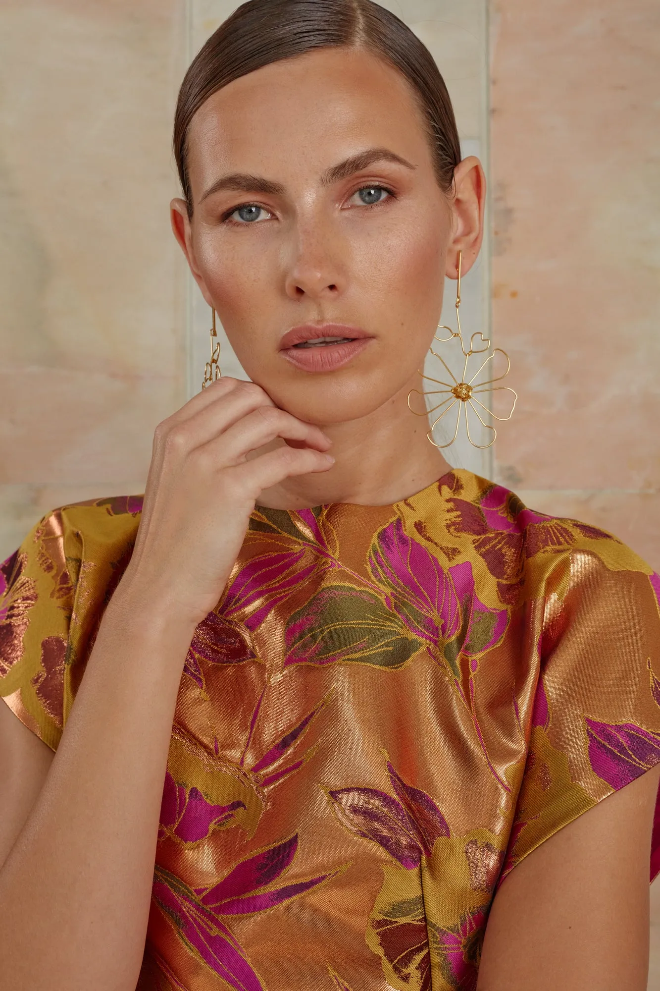 CALI pink gold kimono top dress