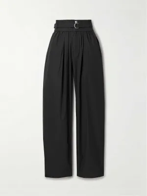 Celia belted pleated shell tapered pants