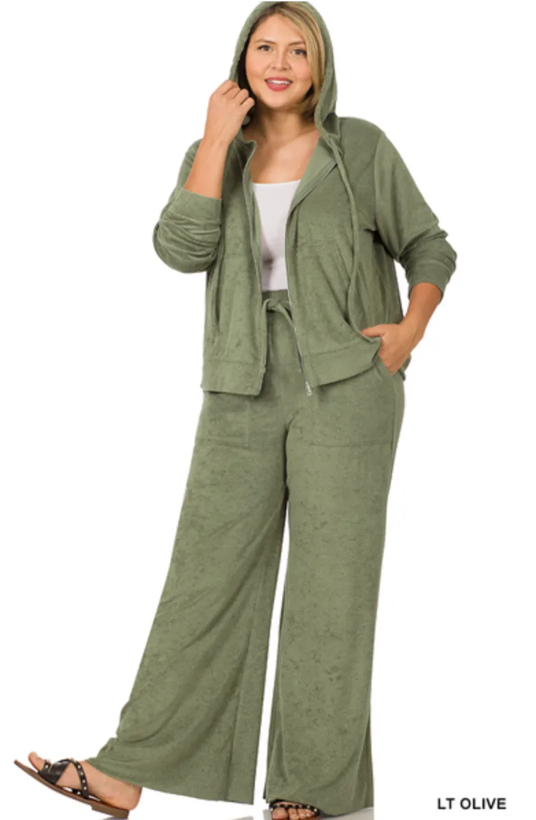 Check Your List French Terry Set - Light Olive