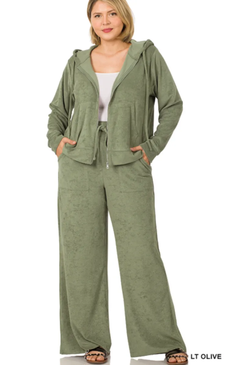 Check Your List French Terry Set - Light Olive