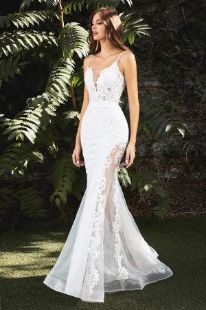 CINDERELLA DIVINE CD937W Lace Illusion Mermaid Bridal Gown