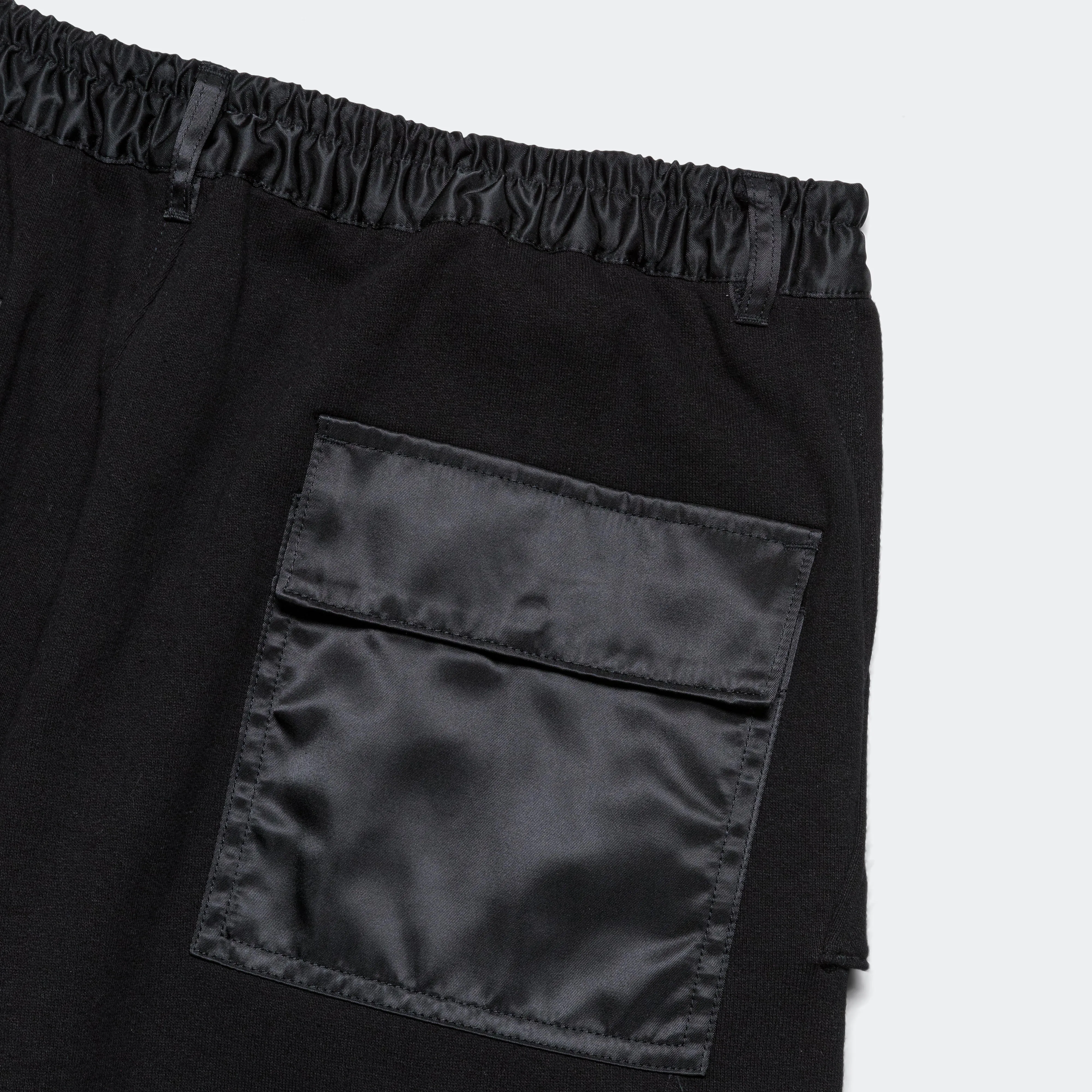 Cotton Terrycloth Nylon Twill Pants - Black