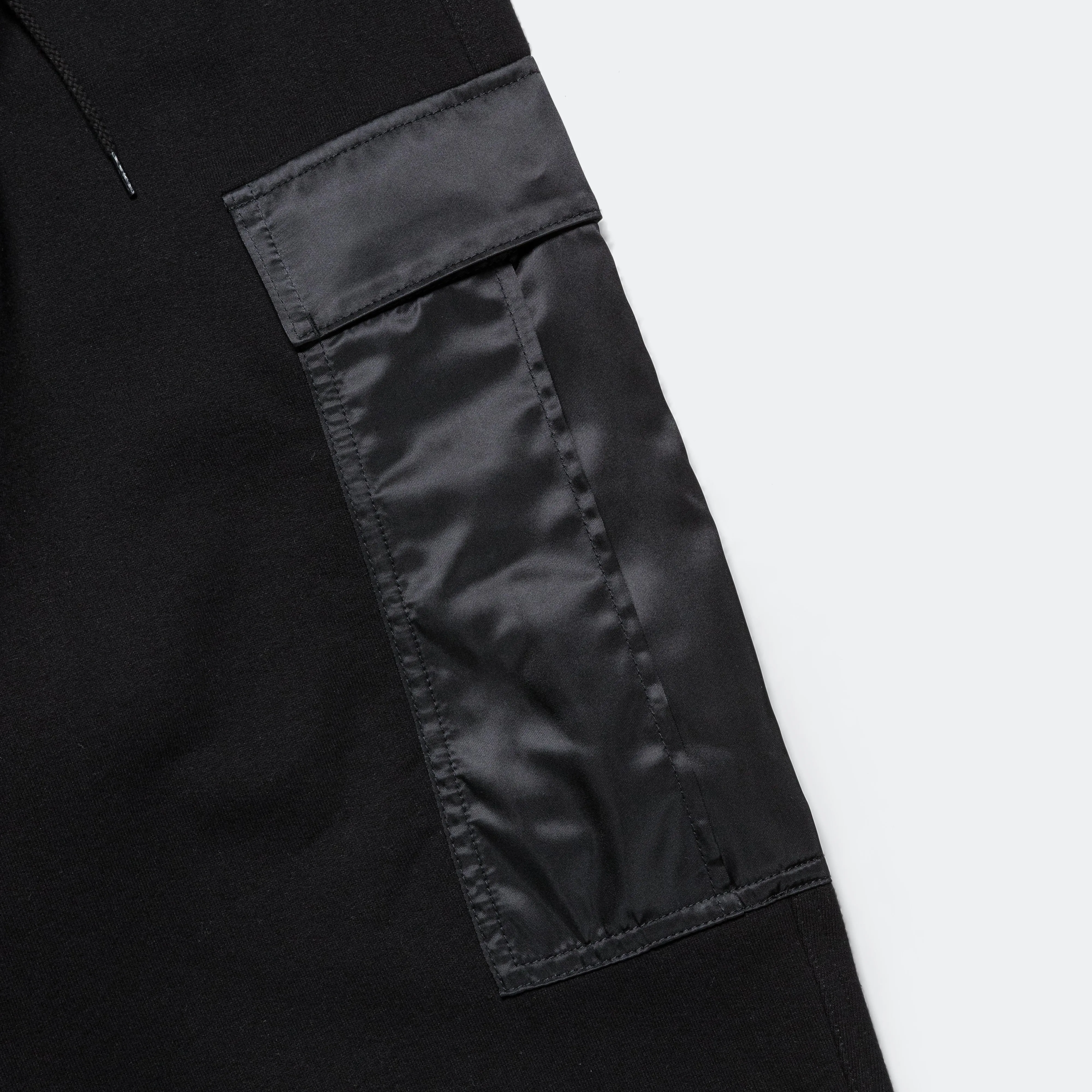 Cotton Terrycloth Nylon Twill Pants - Black
