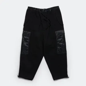 Cotton Terrycloth Nylon Twill Pants - Black