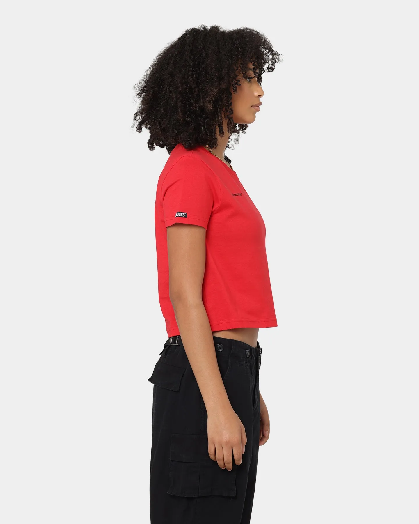 Crooks & Castles Women's Collar Logo Crop T-Shirt Red
