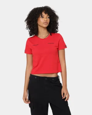 Crooks & Castles Women's Collar Logo Crop T-Shirt Red