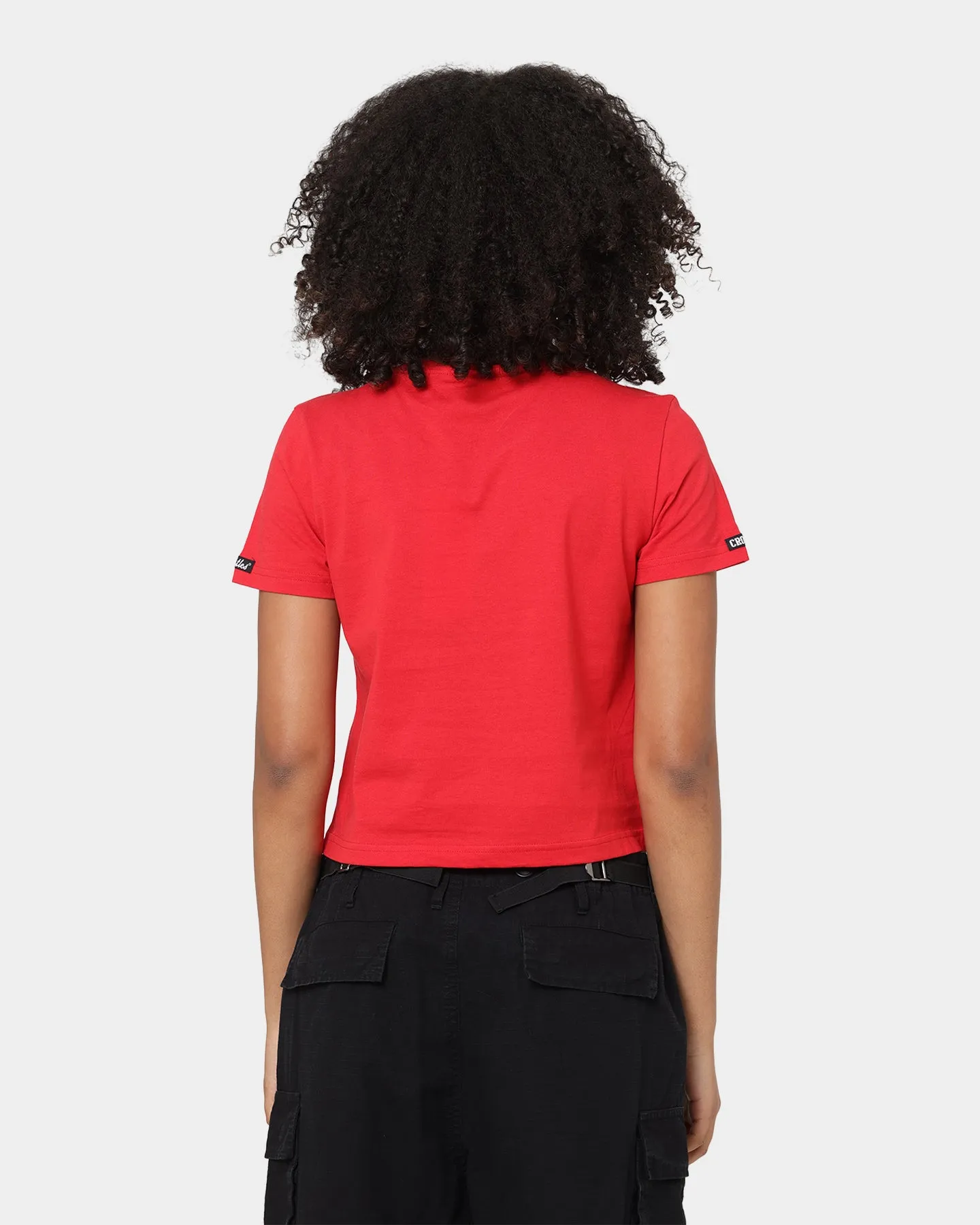 Crooks & Castles Women's Collar Logo Crop T-Shirt Red