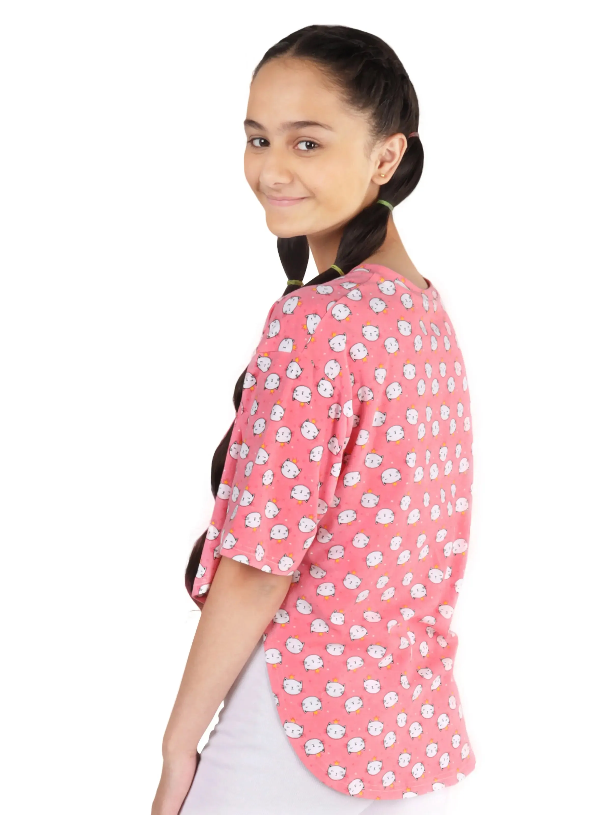 D'chica Stylish T-Shirt | Long from the Back, Short from the Front | Breathable Cotton for Everyday and Sports Wear.