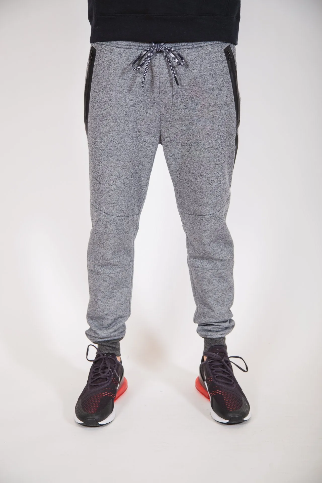 Diagonal Heat Seal Fleece Jogger Pants
