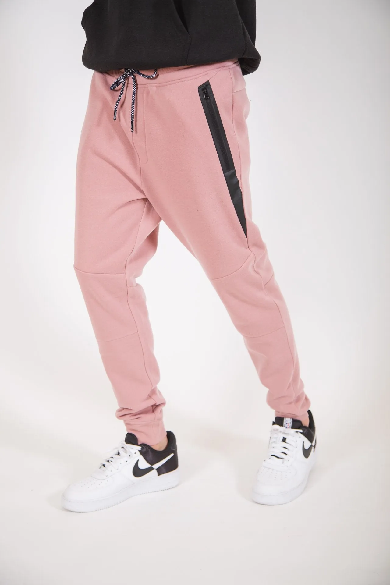 Diagonal Heat Seal Fleece Jogger Pants