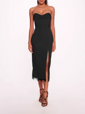 Draped Bodice Crepe Dress