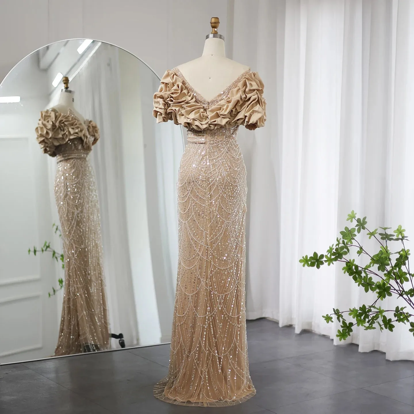 Elegant Off Shoulder Mermaid Sage Green Evening Dresses Luxury Dubai Women Arabic Champagne Wedding Party Gown