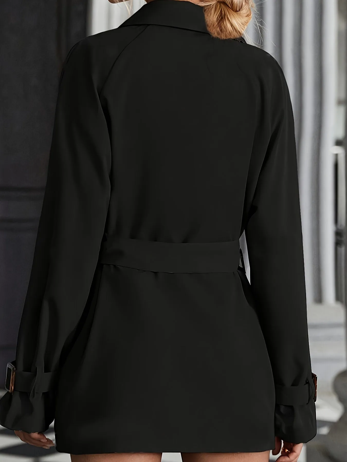 Elegant Plain Color Trench Coat with Belted Long Sleeves for Women | Ideal for Spring