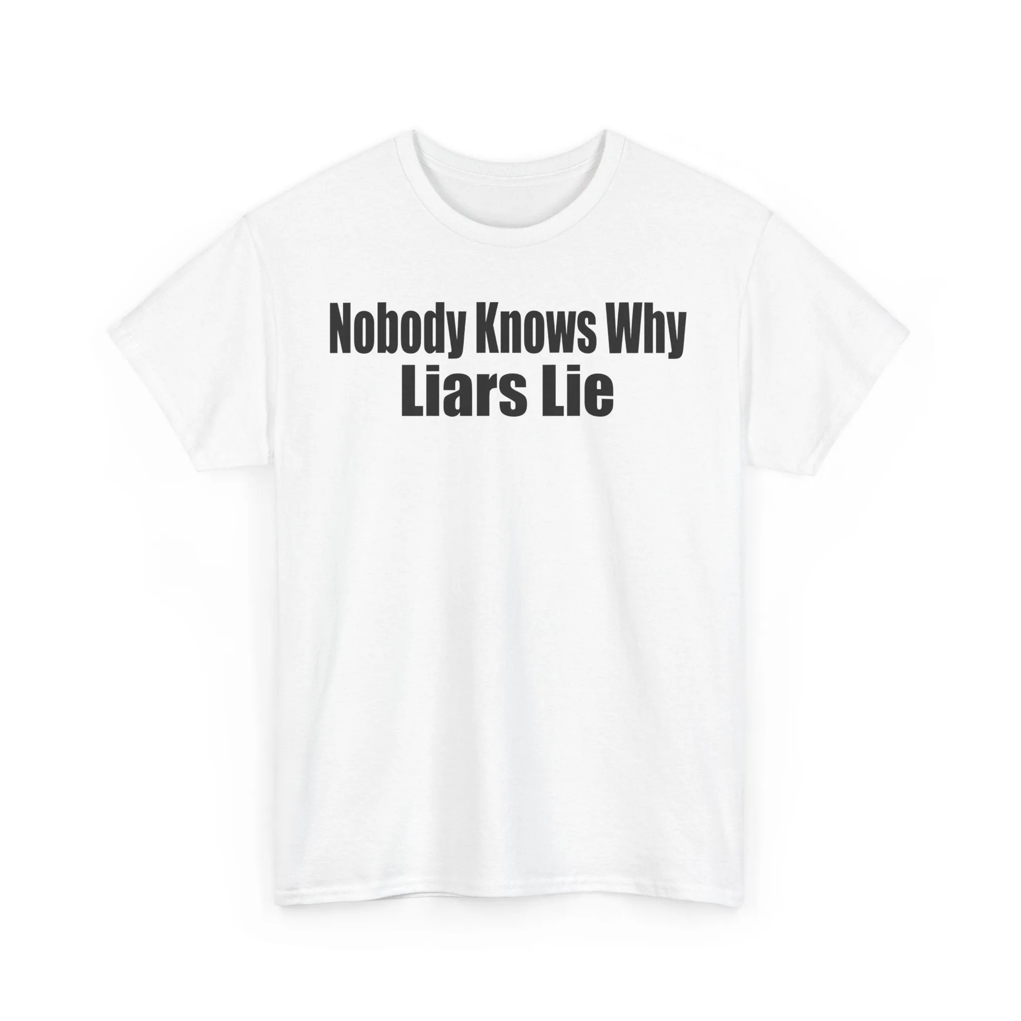 Funny Quote Unisex Heavy Cotton Tee - "Nobody Knows Why Liars Lie" T-Shirt