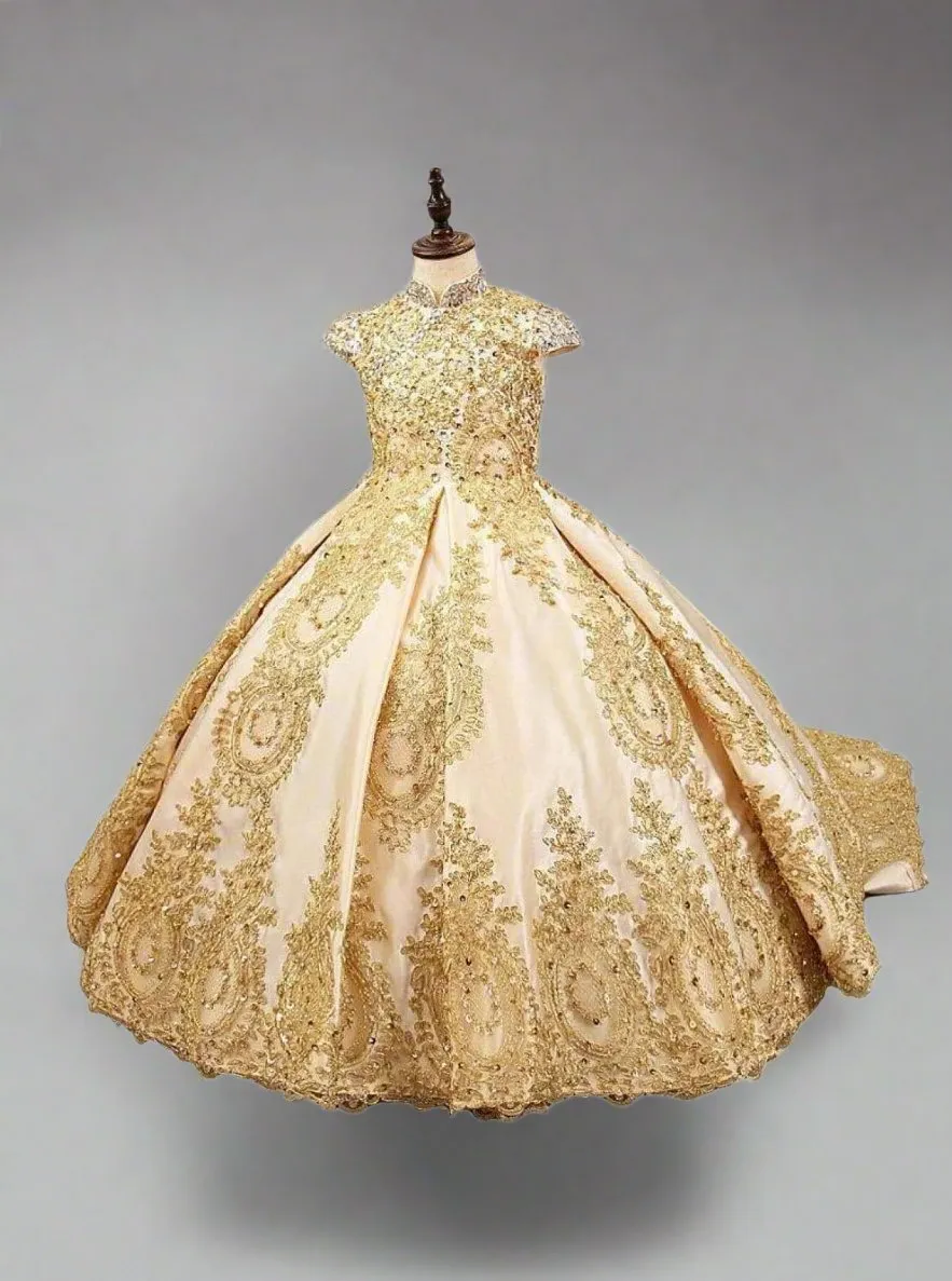 Hail The Queen Satin Lace Beaded Ball Special Occasion Dress