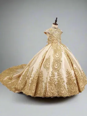 Hail The Queen Satin Lace Beaded Ball Special Occasion Dress