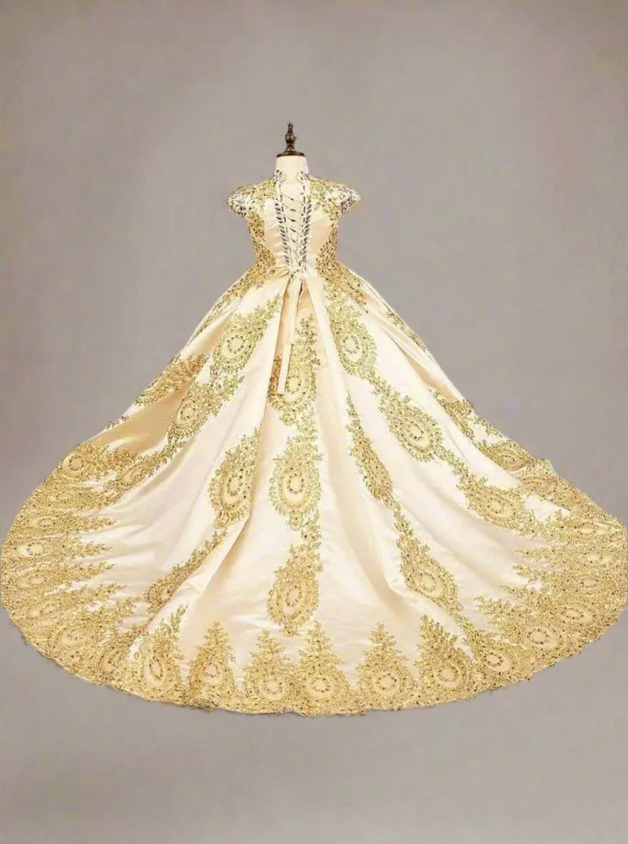 Hail The Queen Satin Lace Beaded Ball Special Occasion Dress