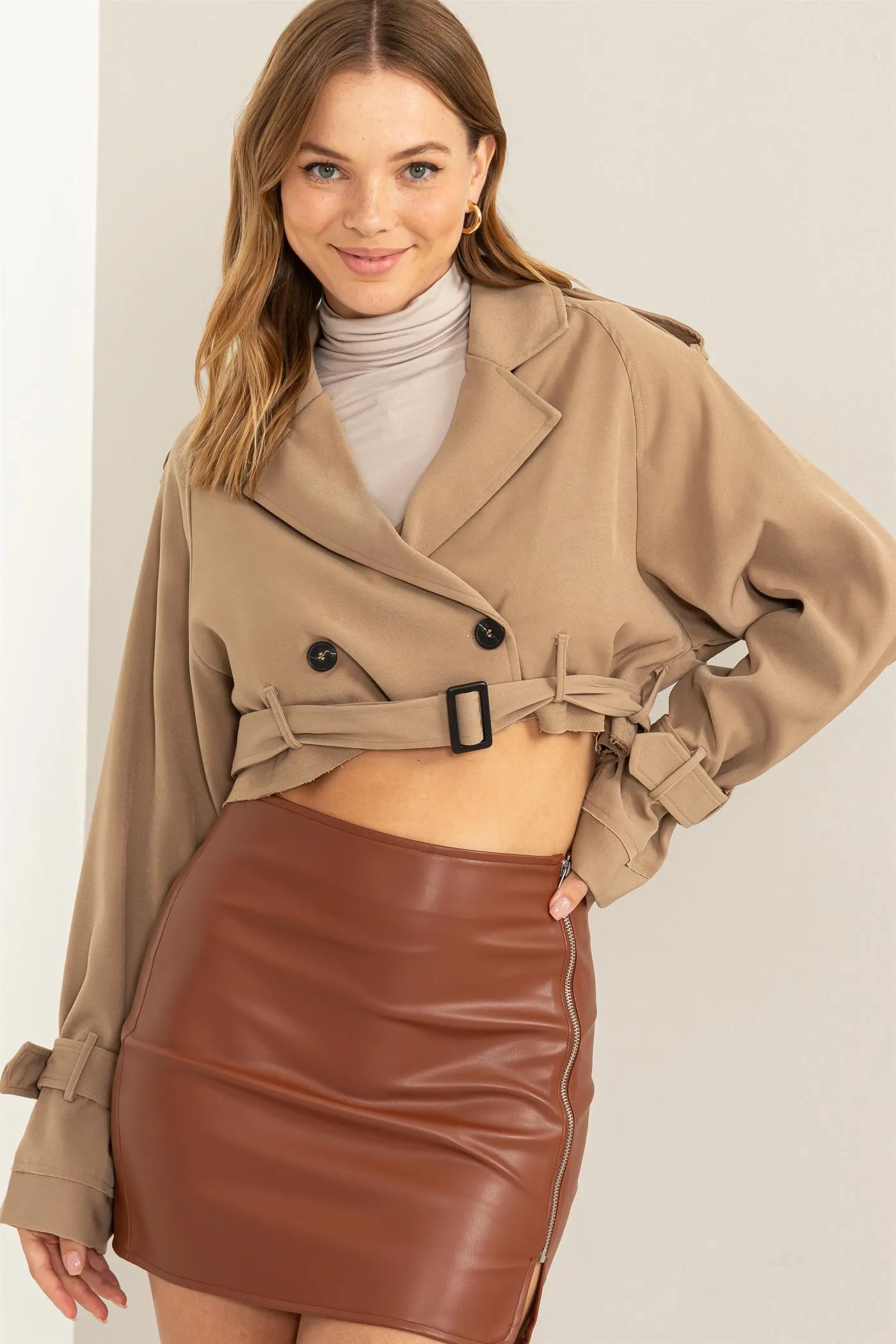 HF24C778-Cropped Trench Coat