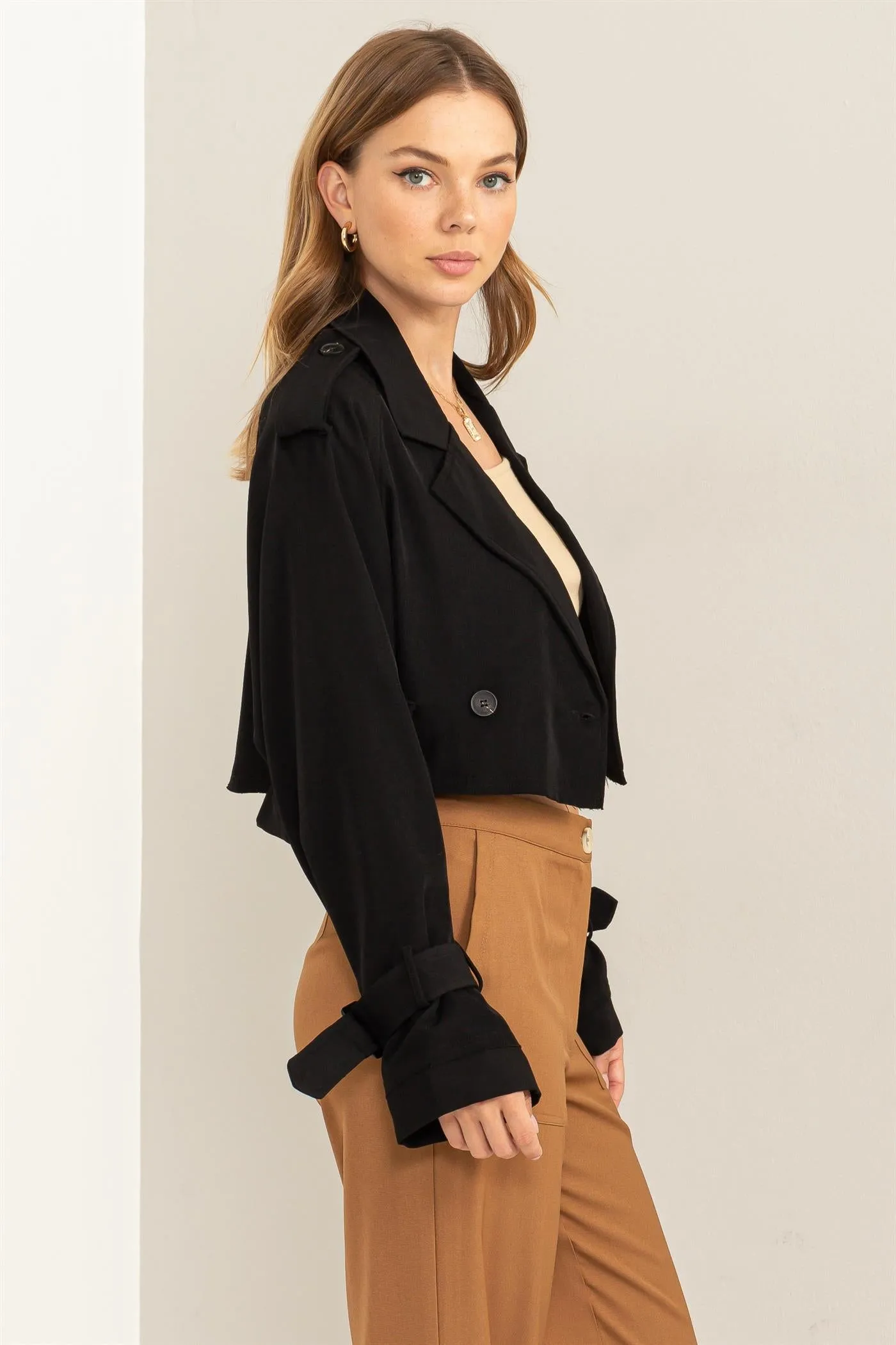 HF24C778-Cropped Trench Coat