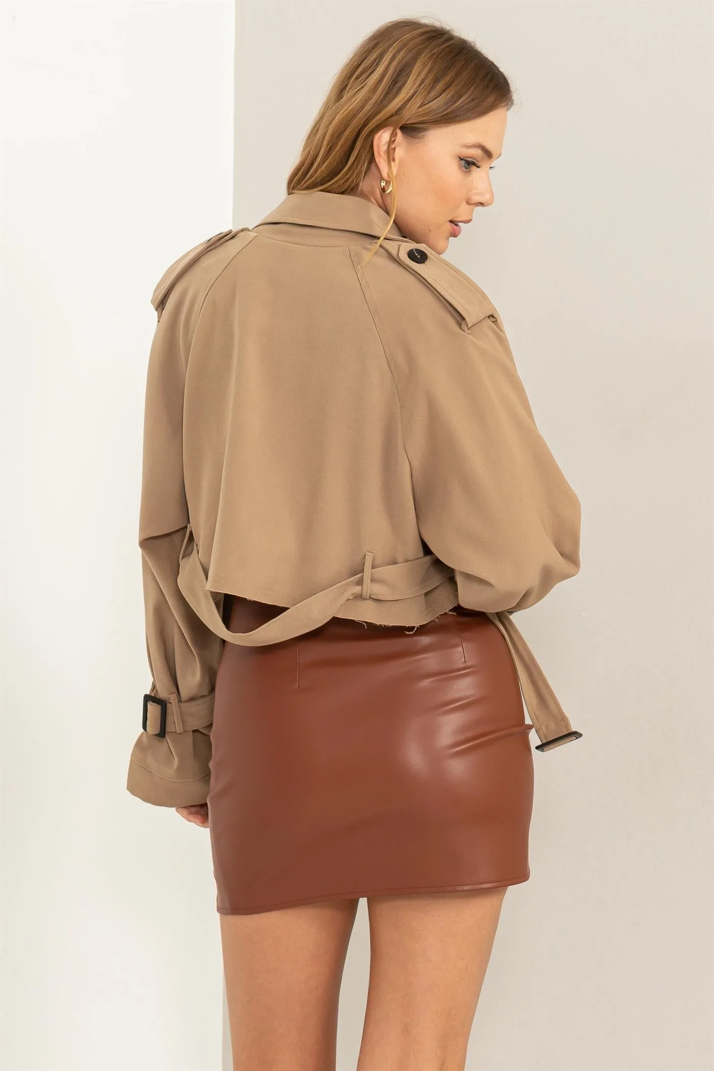 HF24C778-Cropped Trench Coat