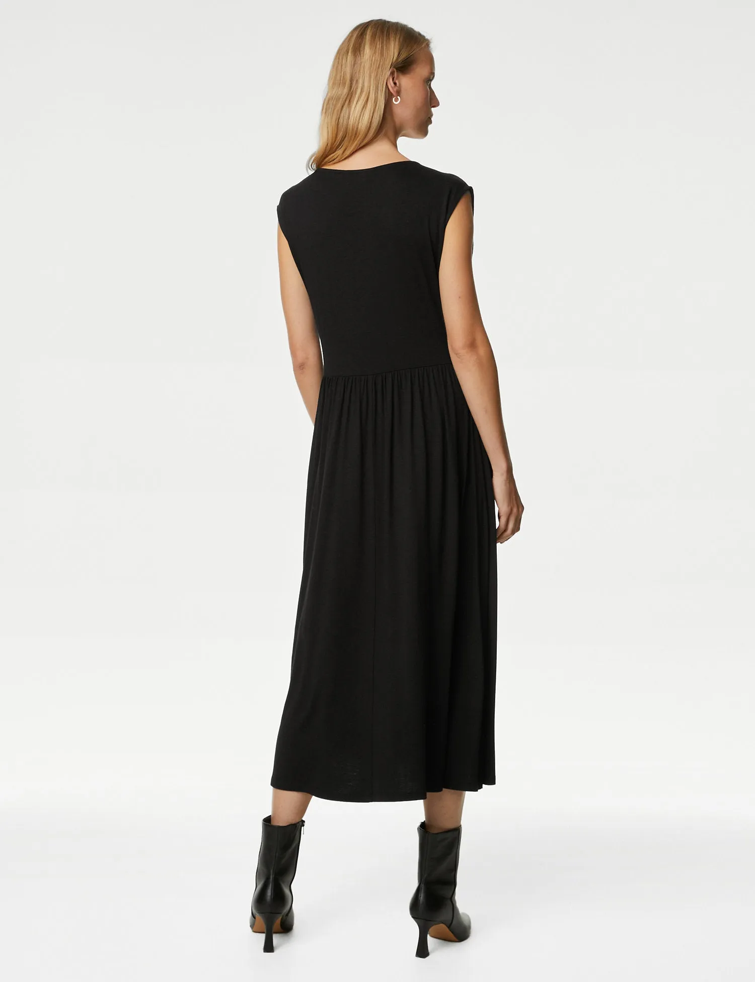 Jersey V-Neck Midi Wrap Dress
