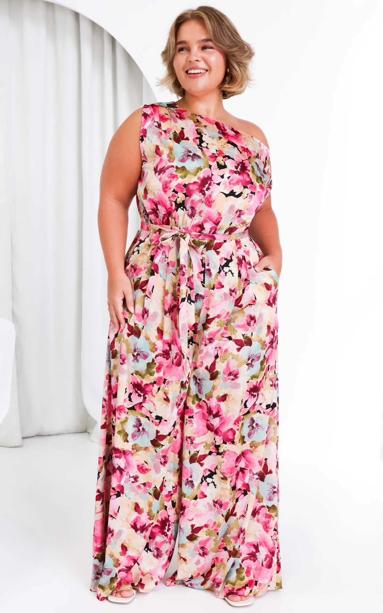 Kendrix Wide Leg Jumpsuit - Pink Multi Floral