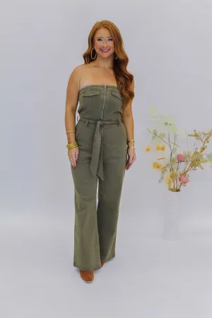 Kenzie Strapliess Jumpsuit- Olive
