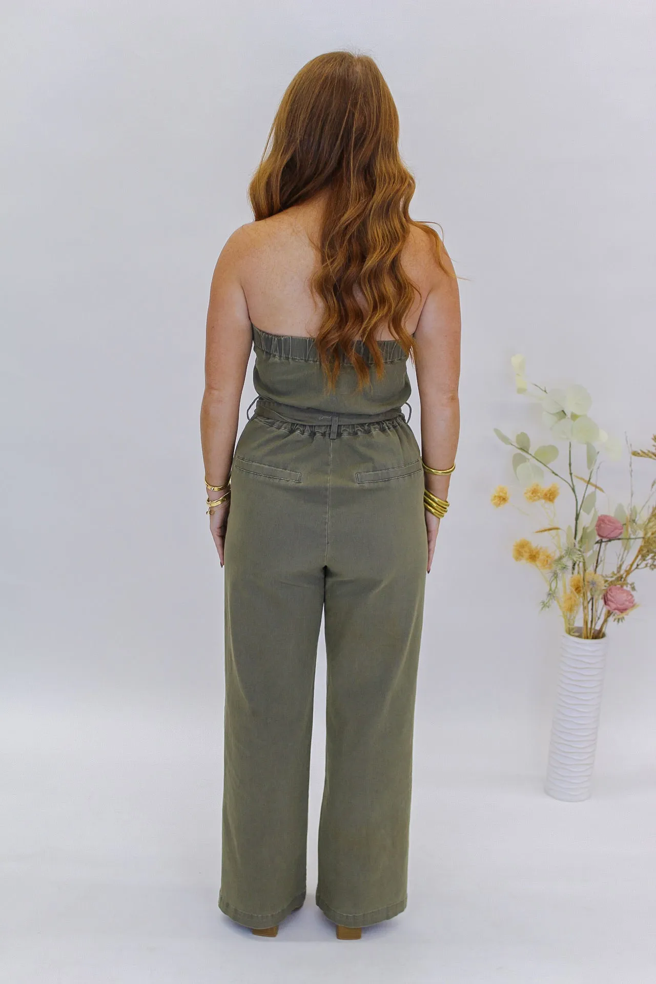 Kenzie Strapliess Jumpsuit- Olive