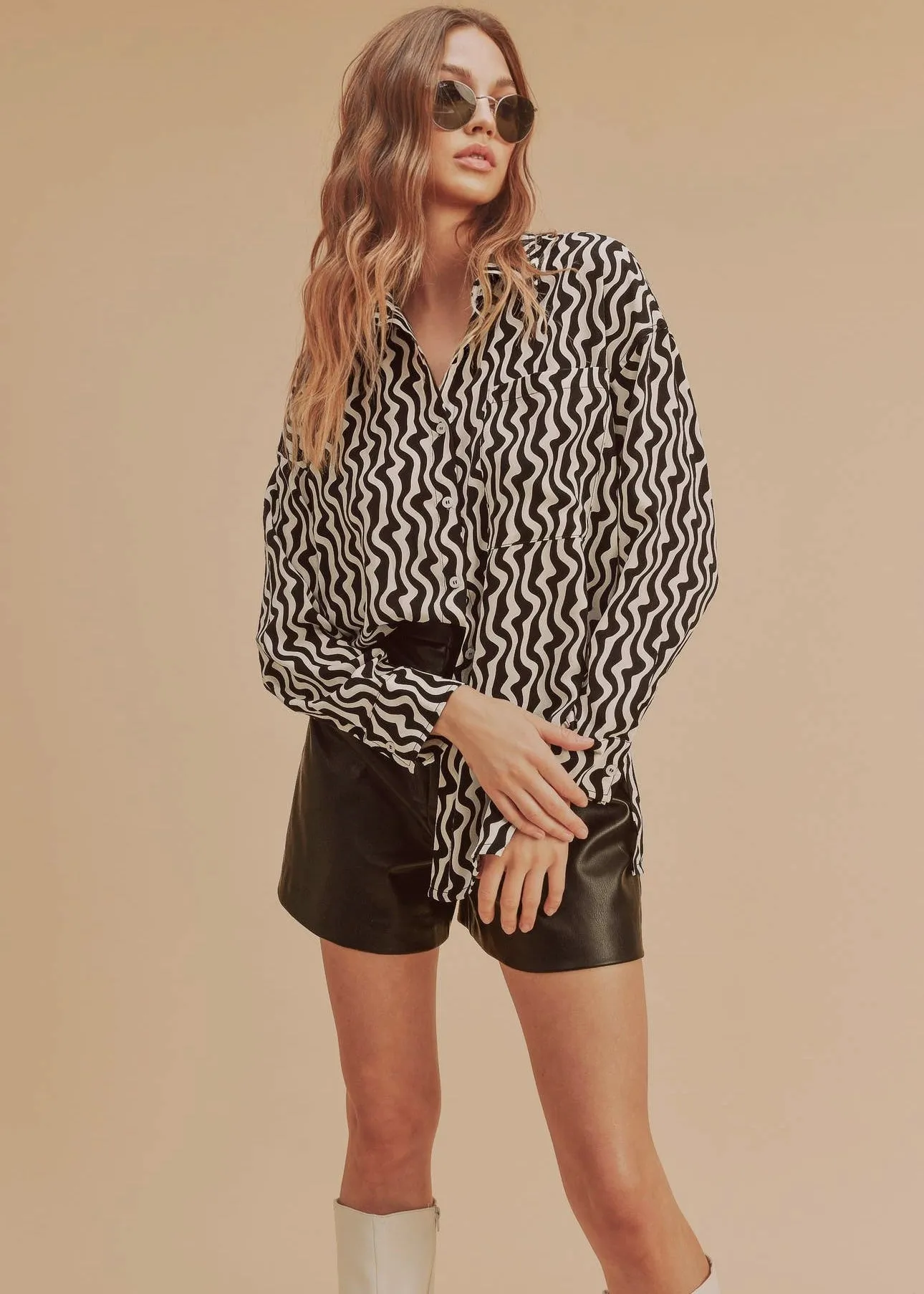 Kloris Button-Up Silky Blouse