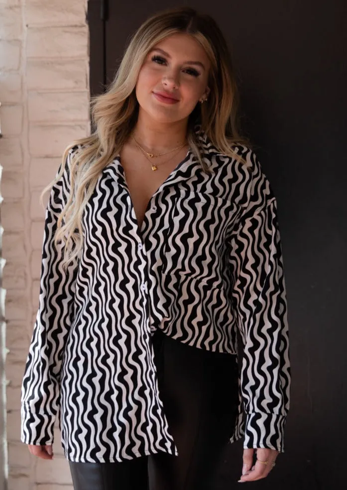 Kloris Button-Up Silky Blouse