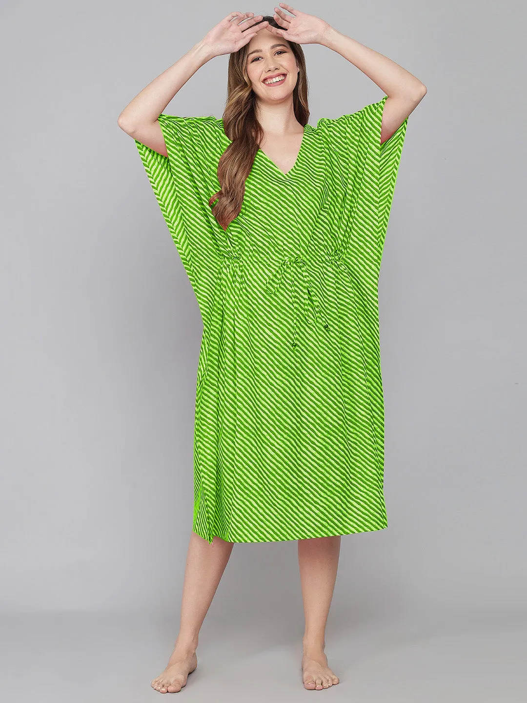 Leheriya Print Kaftan - Green