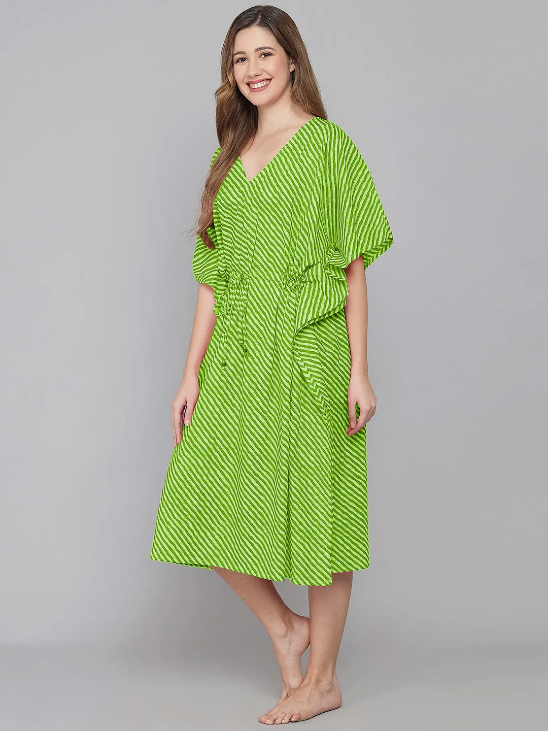 Leheriya Print Kaftan - Green