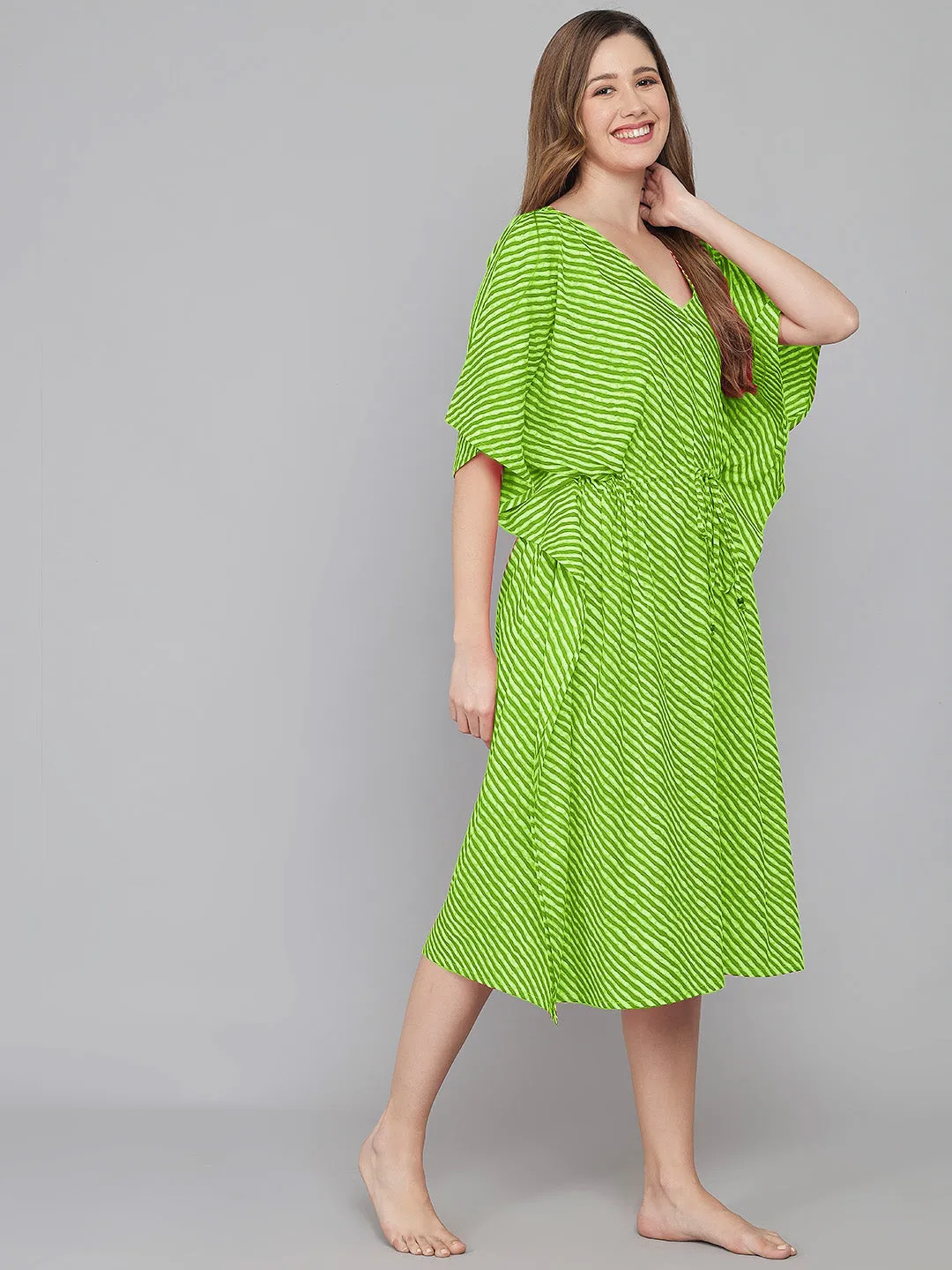 Leheriya Print Kaftan - Green