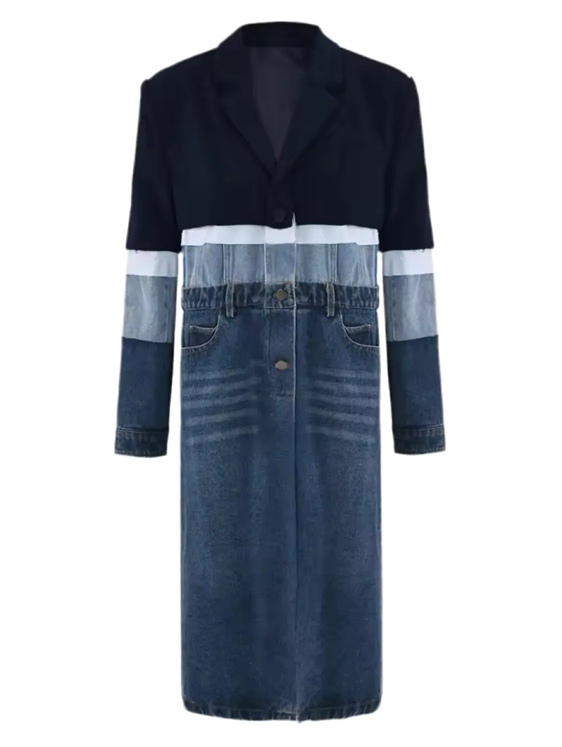 Luxe Denim Blazer Trench Coat