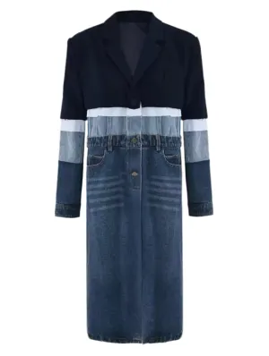 Luxe Denim Blazer Trench Coat