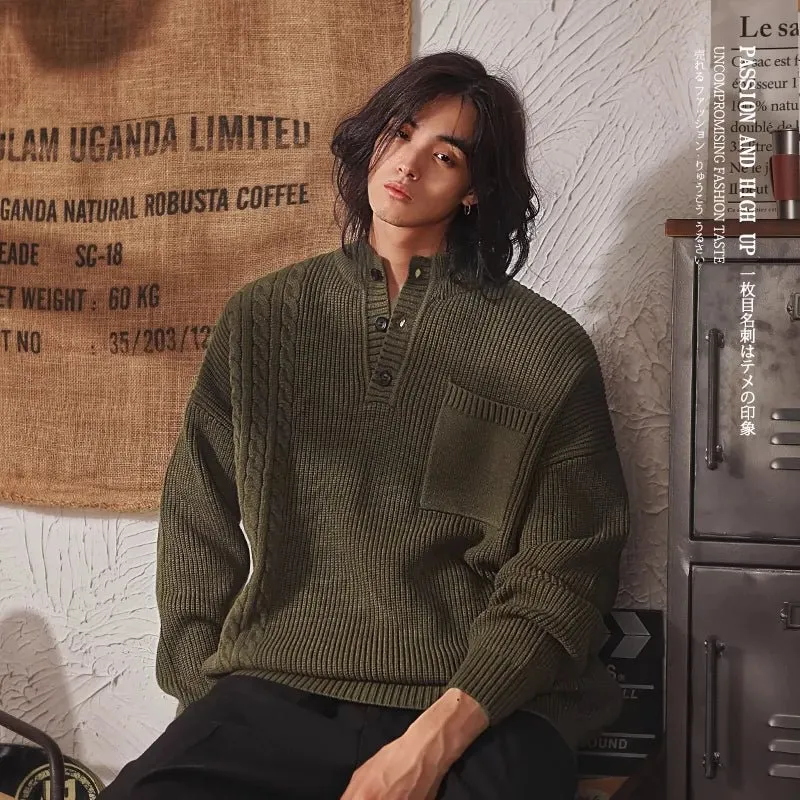 Mens Casual Half Turtleneck Sweater