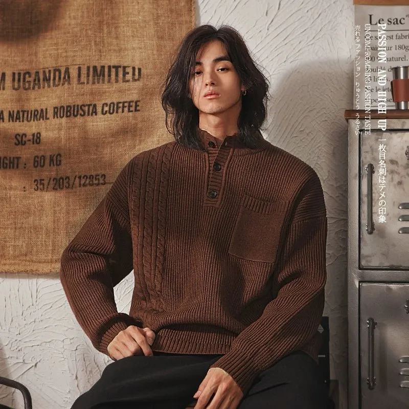 Mens Casual Half Turtleneck Sweater
