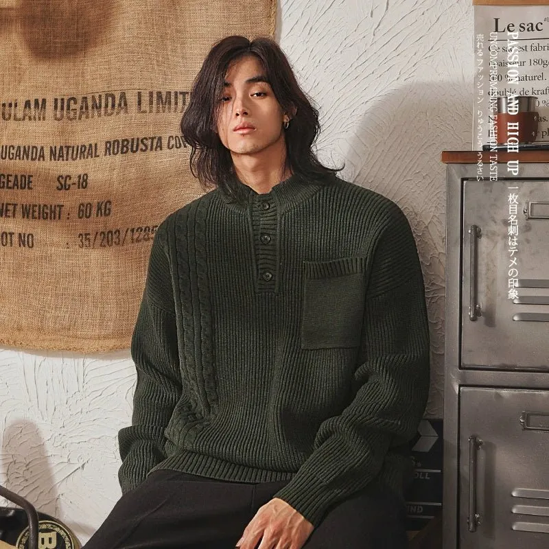 Mens Casual Half Turtleneck Sweater