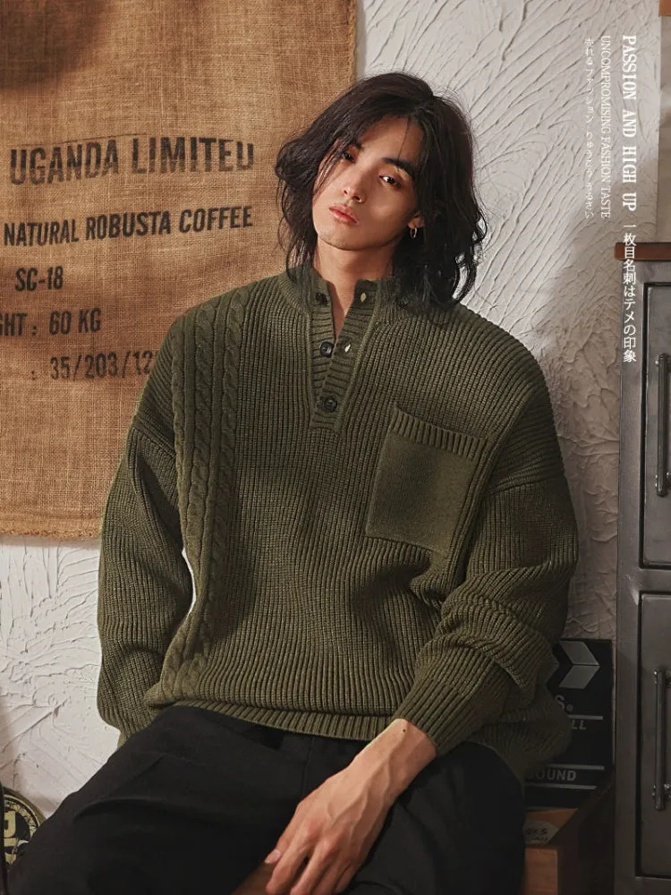 Mens Casual Half Turtleneck Sweater